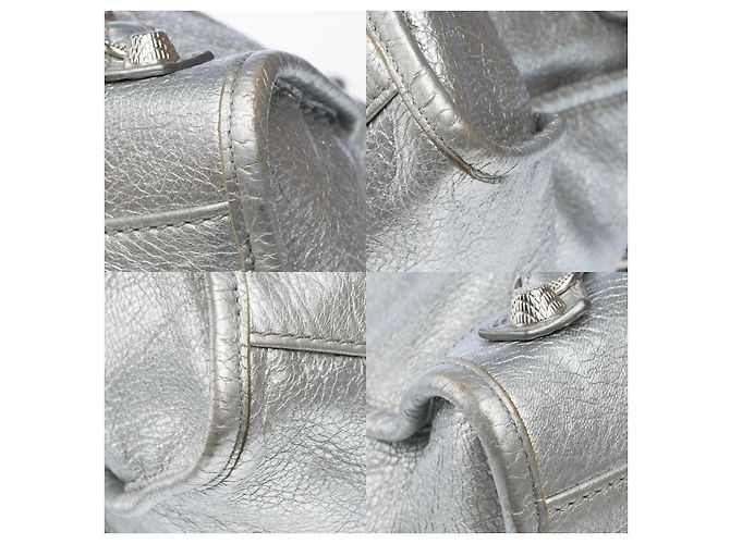 Sac BALENCIAGA City en Cuir Argent - 101849 - vue 11
