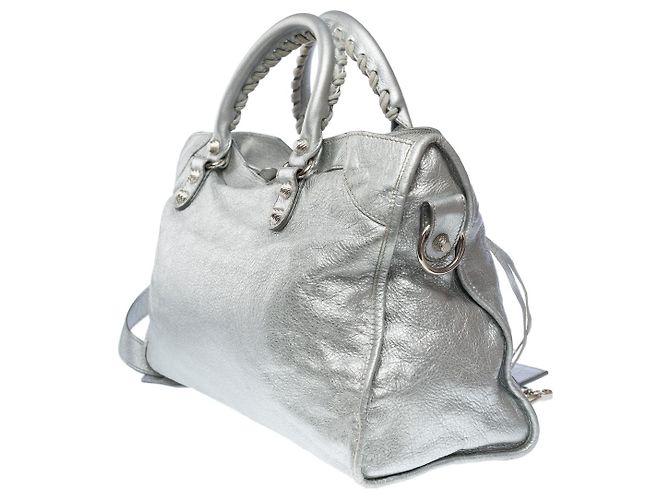 Sac BALENCIAGA City en Cuir Argent - 101849 - vue 5