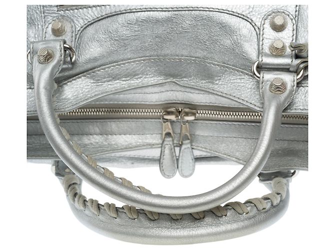 Sac BALENCIAGA City en Cuir Argent - 101849 - vue 9