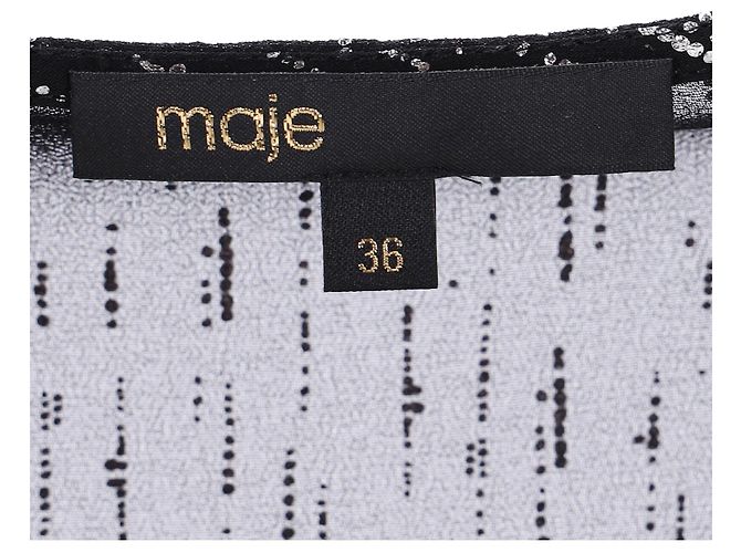 Maje Route gerafftes Midikleid aus metallischem Georgette in schwarzem Polyester - Ansicht 4