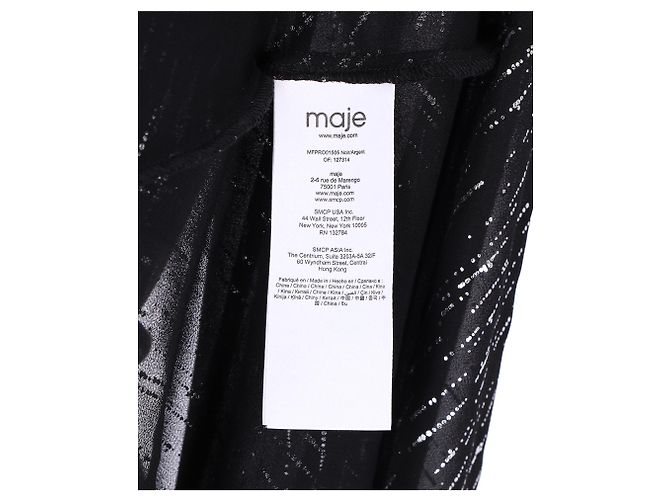 Maje Route gerafftes Midikleid aus metallischem Georgette in schwarzem Polyester - Ansicht 5