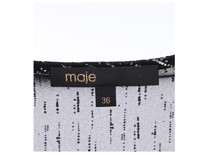 Maje Route gerafftes Midikleid aus metallischem Georgette in schwarzem Polyester - Ansicht 9