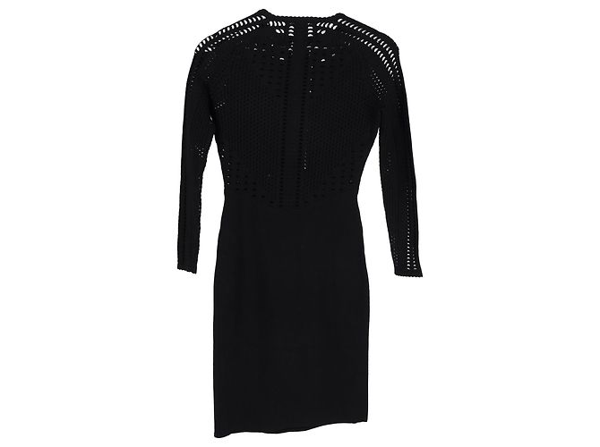 Vestido Maje Perforado de Lana Negra Negro - vista 2