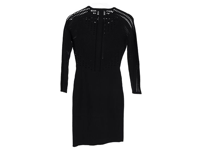 Vestido Maje Perforado de Lana Negra Negro - vista 5