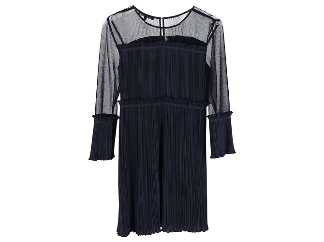 Minivestido Maje de manga transparente en poliéster azul - vista 2