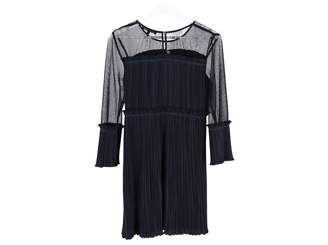 Minivestido Maje de manga transparente en poliéster azul - vista 5