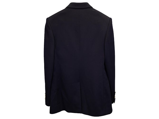 Céline Blazer Celine con petto foderato in lana blu navy - vista 2