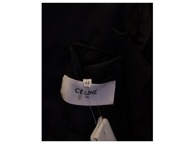 Céline Blazer Celine con petto foderato in lana blu navy - vista 3