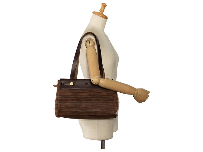 Hermès Hermes Brown Vibrato Herbag Cabas PM Marrone - vista 11