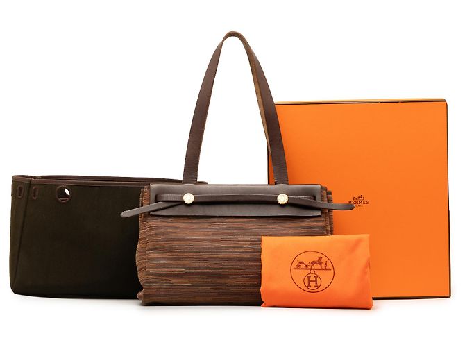 Hermès Hermes Brown Vibrato Herbag Cabas PM Marrone - vista 12