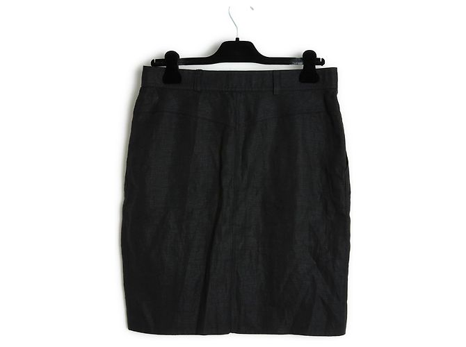 Falda envolvente de lino negro Chanel de los años 90 FR40/42 US10/12 - vista 4