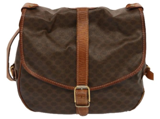 Céline CELINE Borsa a tracolla in tela macadam PVC marrone Auth 70829 - vista 13