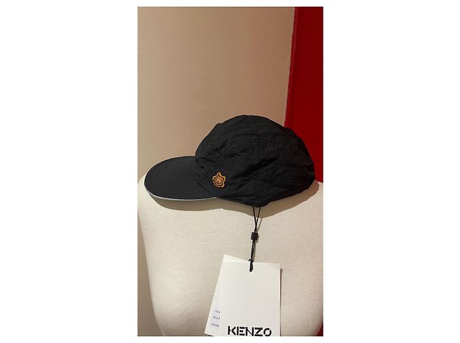 Cappellino reversibile Kenzo logo tigre nero e grigio nylon - vista 2