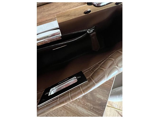 Bolso Fendi Peekaboo de piel de cocodrilo marrón Castaño - vista 4