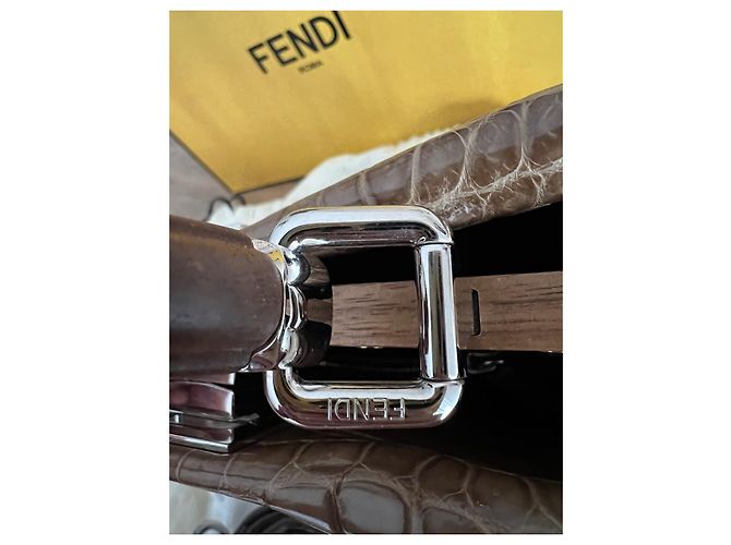 Bolso Fendi Peekaboo de piel de cocodrilo marrón Castaño - vista 6