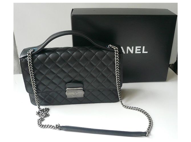 Grande borsa a tracolla Chanel CC University NUOVA Nero - vista 2