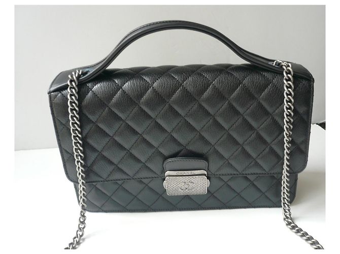Grande borsa a tracolla Chanel CC University NUOVA Nero - vista 4