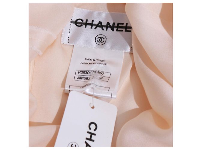 CHANEL - Top de seda beige (tamaño 42) - vista 6