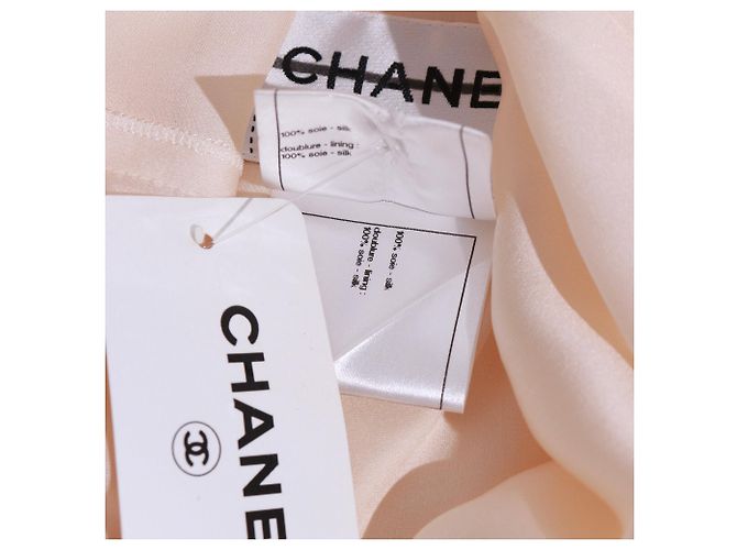 CHANEL - Top de seda beige (tamaño 42) - vista 7