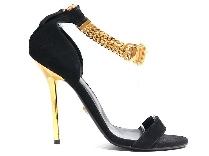 VERSACE - Medusa-Medaillon-Absatzpumps (Größe 37,5) Schwarz - Ansicht 2