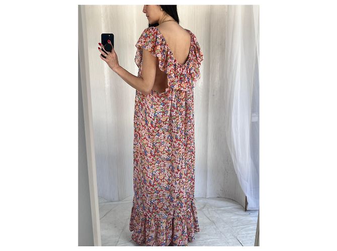 Vanessa Bruno Athe VENDIMIA 1970vestido floral de gasa transparente Naranja - vista 10