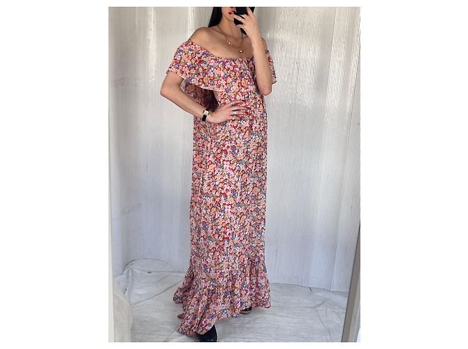 Vanessa Bruno Athe VENDIMIA 1970vestido floral de gasa transparente Naranja - vista 11