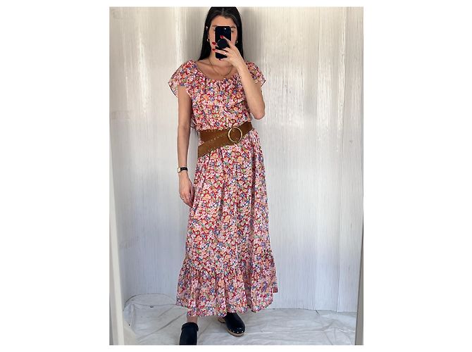 Vanessa Bruno Athe VENDIMIA 1970vestido floral de gasa transparente Naranja - vista 2