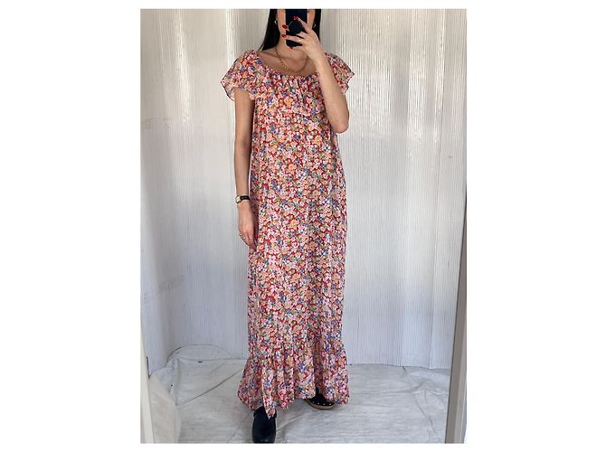 Vanessa Bruno Athe VENDIMIA 1970vestido floral de gasa transparente Naranja - vista 5