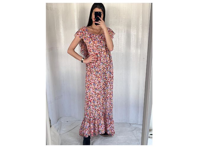 Vanessa Bruno Athe VENDIMIA 1970vestido floral de gasa transparente Naranja - vista 6