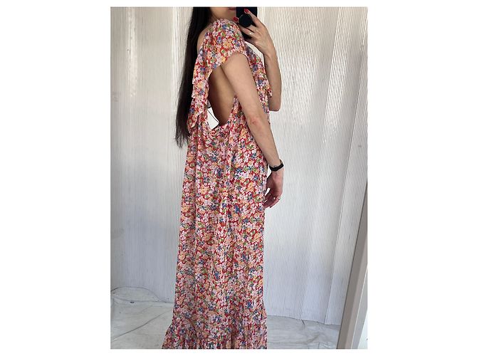 Vanessa Bruno Athe VENDIMIA 1970vestido floral de gasa transparente Naranja - vista 7