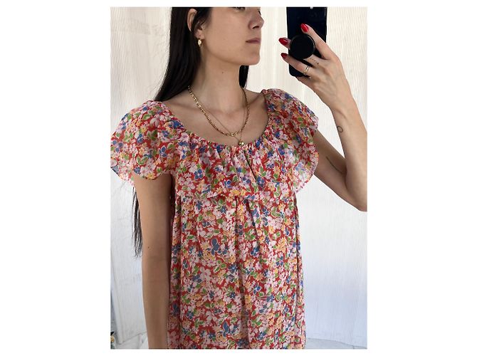 Vanessa Bruno Athe VENDIMIA 1970vestido floral de gasa transparente Naranja - vista 8