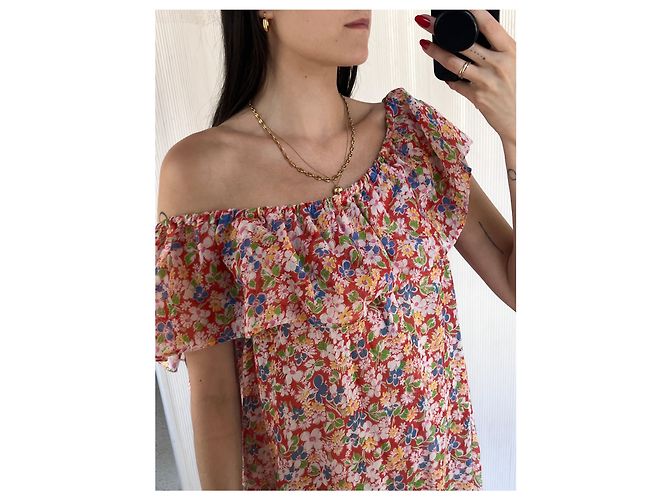 Vanessa Bruno Athe VENDIMIA 1970vestido floral de gasa transparente Naranja - vista 9