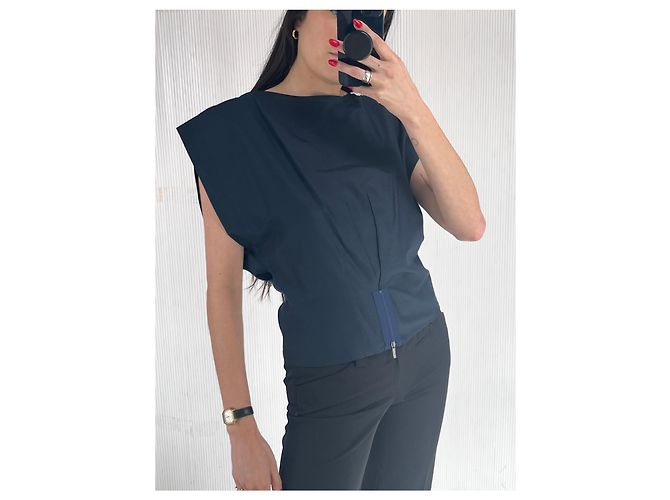 Emporio Armani top de algodón azul marino Plata - vista 3