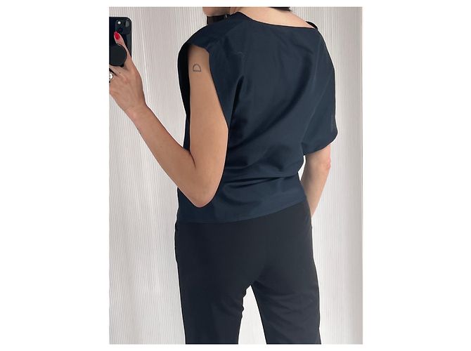 Emporio Armani top de algodón azul marino Plata - vista 4