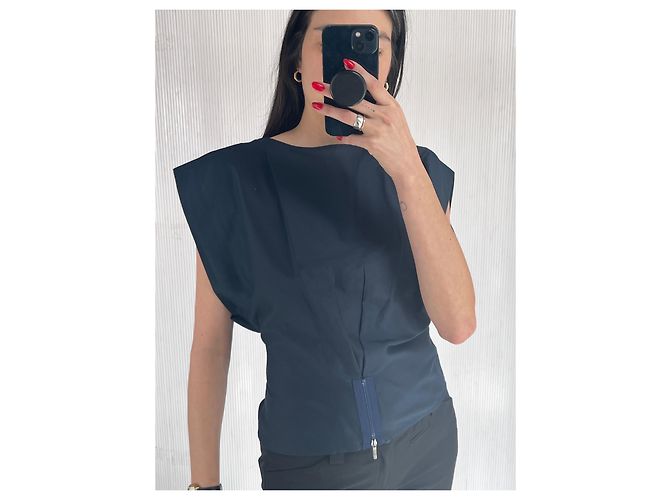 Emporio Armani top de algodón azul marino Plata - vista 5
