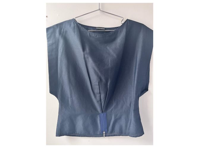 Emporio Armani top de algodón azul marino Plata - vista 6
