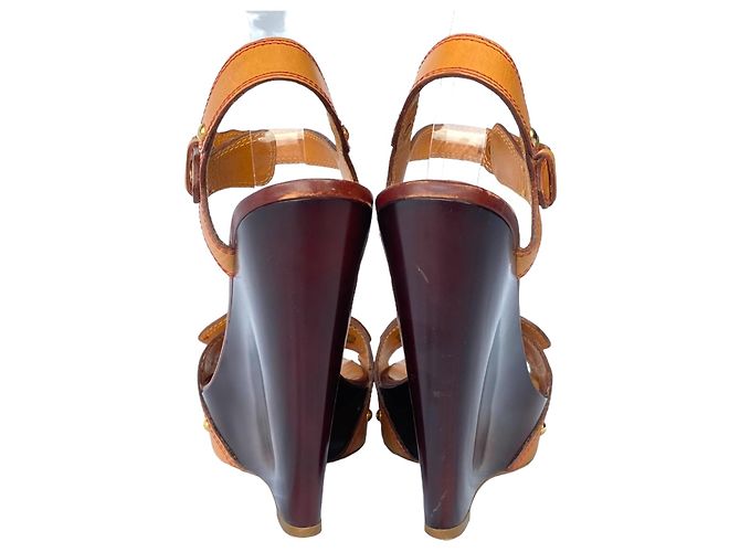 Sandali con zeppa Giuseppe Zanotti in pelle marrone e legno - vista 11