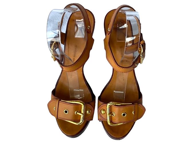 Sandali con zeppa Giuseppe Zanotti in pelle marrone e legno - vista 6