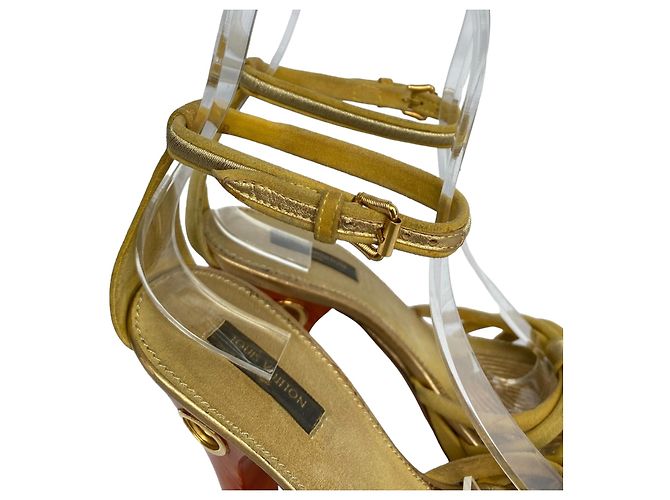 Sandali con plateau Cleo/Pompeii Louis Vuitton Camoscio Giallo - vista 11