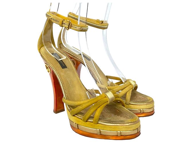 Sandali con plateau Cleo/Pompeii Louis Vuitton Camoscio Giallo - vista 2