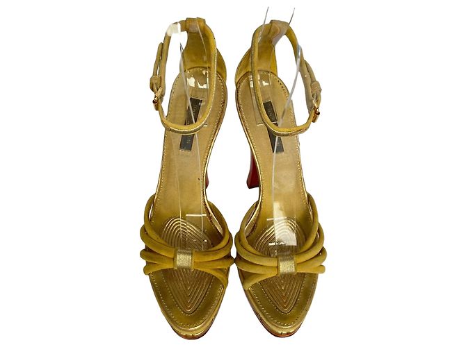 Sandali con plateau Cleo/Pompeii Louis Vuitton Camoscio Giallo - vista 5