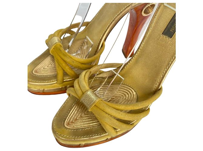 Sandali con plateau Cleo/Pompeii Louis Vuitton Camoscio Giallo - vista 6