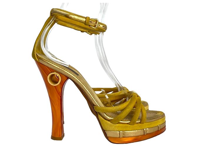 Sandali con plateau Cleo/Pompeii Louis Vuitton Camoscio Giallo - vista 8