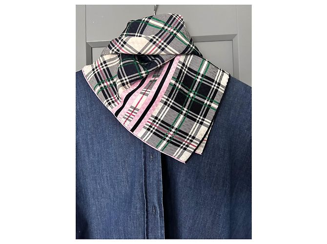Hermès Sciarpa Hermes modello scozzese e principe di Galles Rosa Verde Blu navy - vista 4