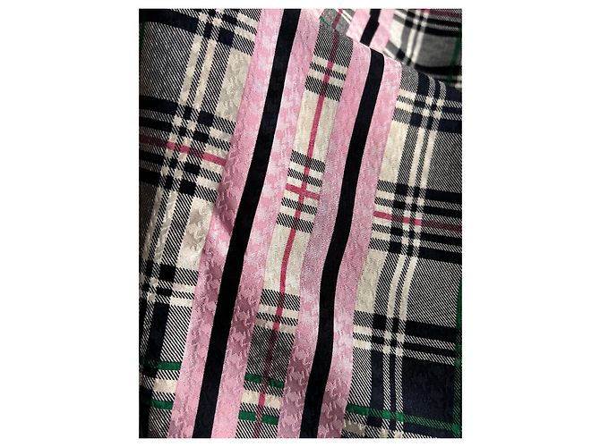 Hermès Sciarpa Hermes modello scozzese e principe di Galles Rosa Verde Blu navy - vista 5
