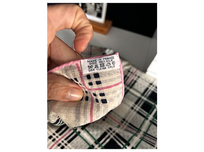 Hermès Sciarpa Hermes modello scozzese e principe di Galles Rosa Verde Blu navy - vista 6