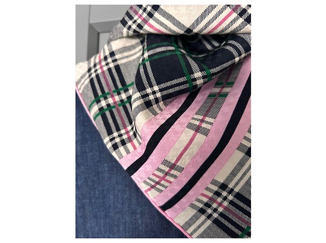Hermès Sciarpa Hermes modello scozzese e principe di Galles Rosa Verde Blu navy - vista 8
