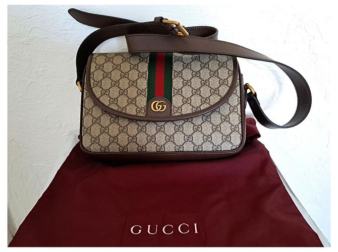 Borsa a mano Gucci Ophidia tela GG Supreme marrone - vista 2