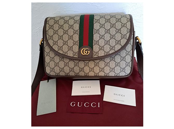 Borsa a mano Gucci Ophidia tela GG Supreme marrone - vista 3