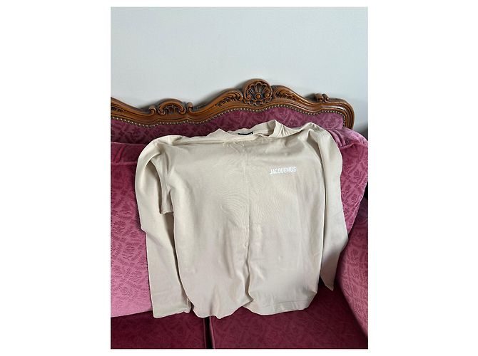 Jacquemus Maglietta a Maniche Lunghe Beige - vista 4
